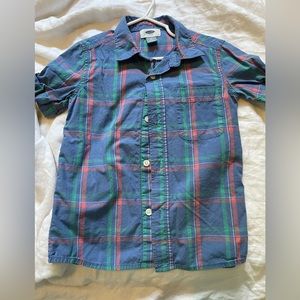 Boys blue and red plaid short sleeve button up from old navy XS